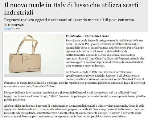 ADNKRONOS · DER NEUE LUXUS MADE IN ITALY, DER INDUSTRIEABFÄLLE VERWENDET