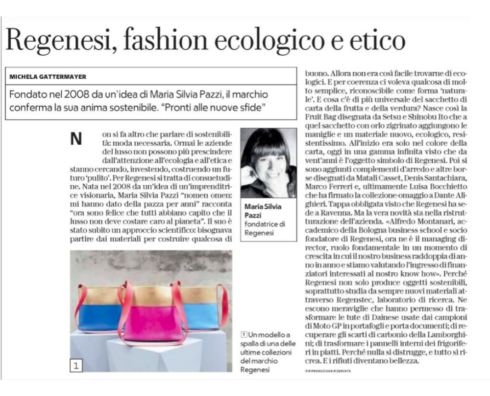BUSINESS & FINANCE • REGENESI, ÖKOLOGISCHE UND ETHISCHE MODE