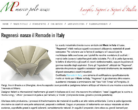 MARCO POLO NEWS · REGENESI, REMADE WIRD IN ITALIEN GEBOREN