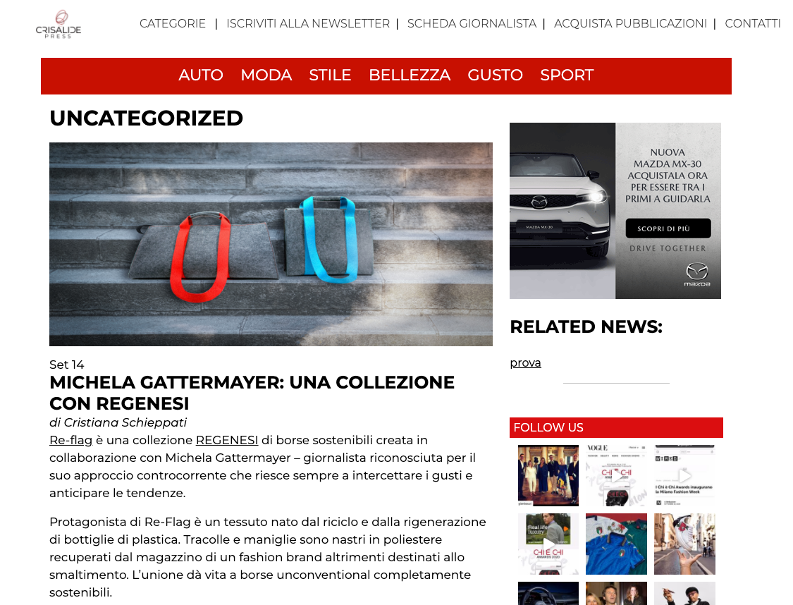 CRISALIDEPRESS · MICHELA GATTERMAYER: EINE KOLLEKTION MIT REGENESI