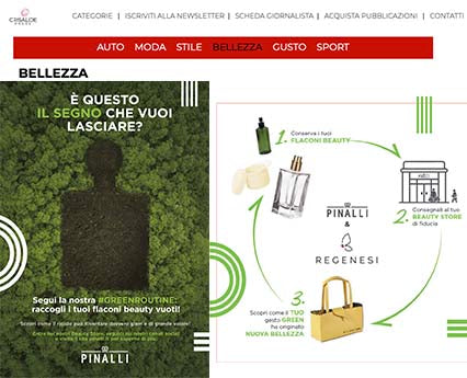 CRISALIDE PRESS · PINALLI STARTET DIE ERSTE #GREENROUTINE MIT REGENESI