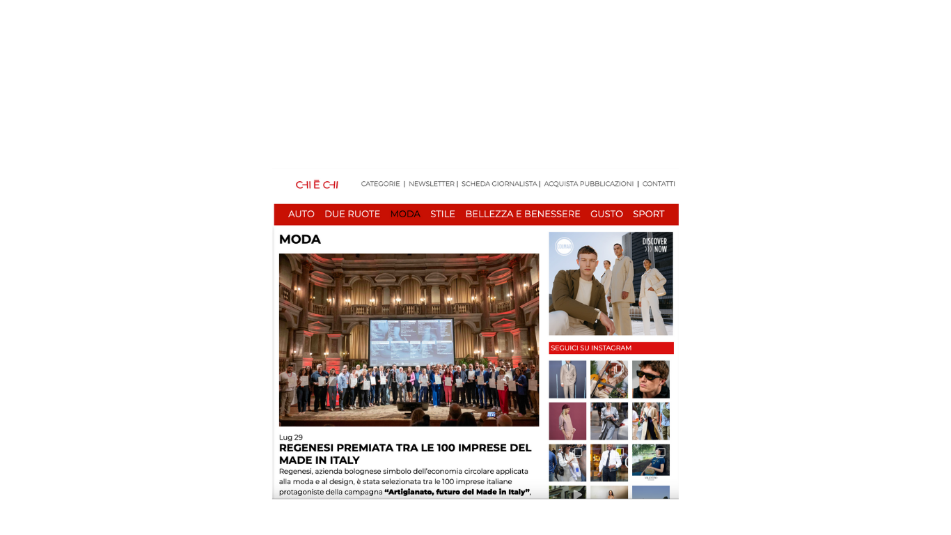 CRISALIDEPRESS.IT · REGENESI AMONG THE TOP 100 MADE IN ITALY COMPANIES