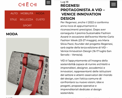 REGENESI PROTAGONIST BEI VID - VENICE INNOVATION DESIGN